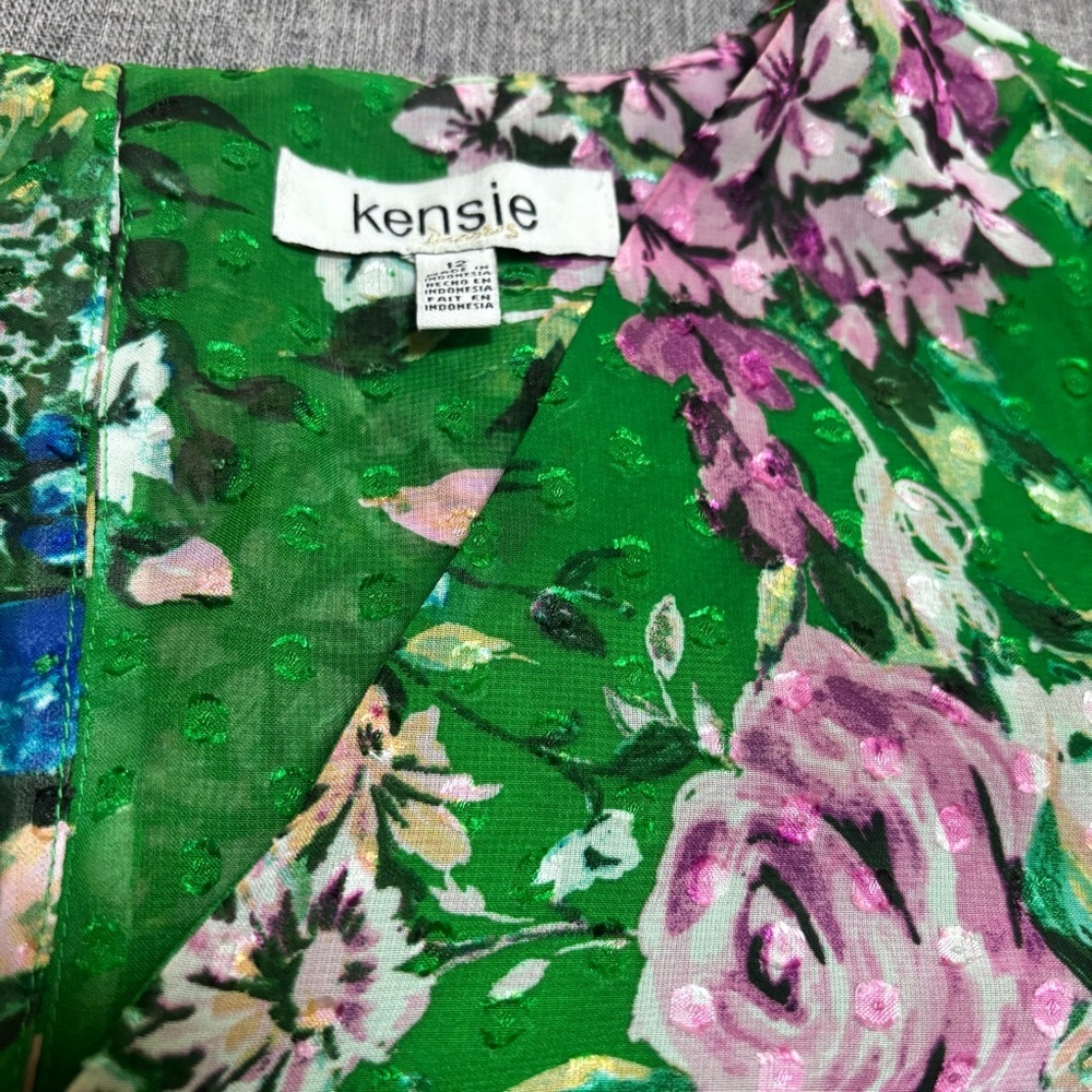 Kensie Green Floral 2 Piece Skirt Set, Size 12 - Picture 3 of 12